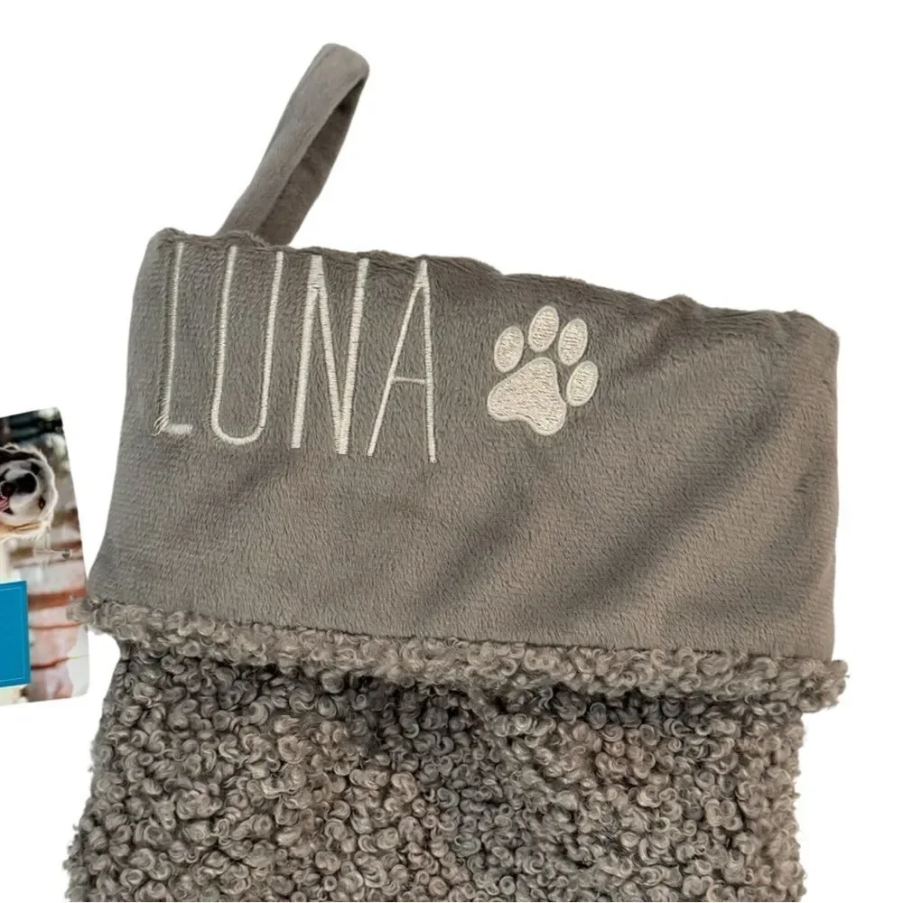 The Humane Society Sherpa Cozy Pet “Luna” Embroidered Paw Christmas Stocking NWT